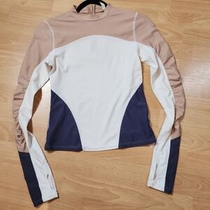 Free People Movement Take A Plunge Long Sleeve Colorblock Top Swim Surf Small